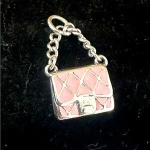 JAMES AVERY Sterling Silver Pink Enamel Fashion Purse Handbag Charm Pendant; 6g